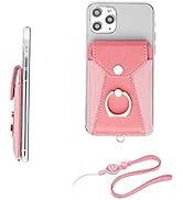 YUNCE Cell Phone Card Holder,Card Holder for Back of Cell Phone with Ring Grip Stand,Adhesive Sti...