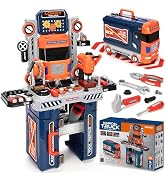 Kids Tool Bench with Electric Drill & Power Miter Saw, Toddler Tool Box Truck, Fun Play Kids Work...