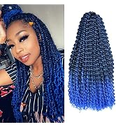 6 Packs Passion Twists Hair 18inch Ombre Blue Water Wave Crochet Hair for Butterfly Soft Locs Syn...