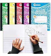 Rosmonde 5 Pack Primary Composition Notebook, 200 Pages (100 Sheets), Drawing Story Journal Writi...