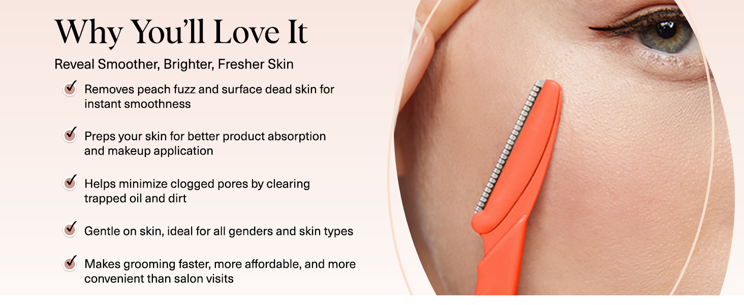 Kitsch Dermaplane Razor Eyebrow Trimmer Recycled Plastic Dermaplaning and Skin Care Tool Coral