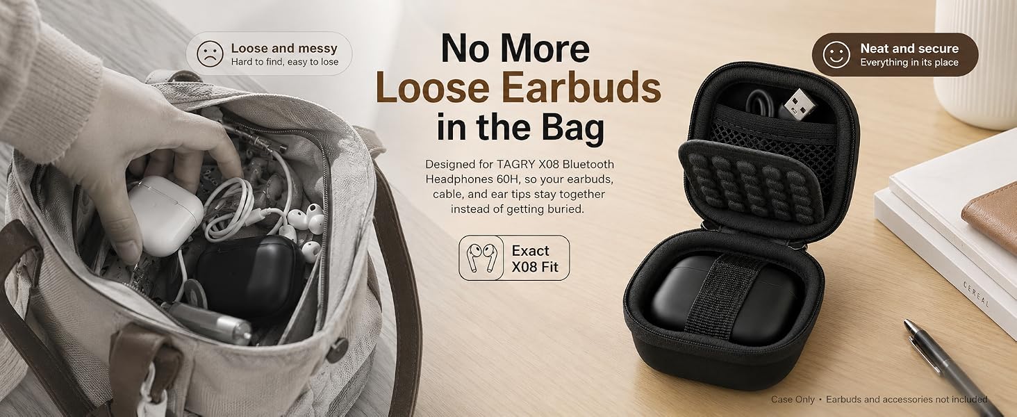 Earbud Case for TAGRY X08 Bluetooth Headphones