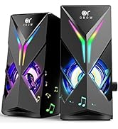 OROW Computer Speakers, Desktop Speakers with Various Colorful LED, 10W Gaming Speakers with Volu...
