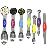 Multicolor Magnetic Measuring Spoons Set with Leveler - Stainless Steel, Stackable, Fits Spice Ja...