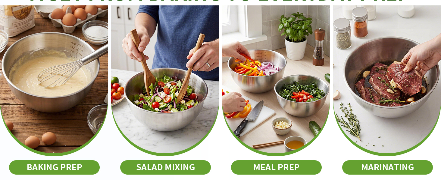 baking prep salad mixing meal prep marinating