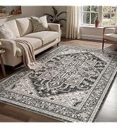 WITSHOCK Living Room Area Rugs 5x7: Washable Rug Boho Soft Non-Slip Low Pile Stain Resistant Fold...