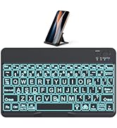 OMOTON Large Print Bluetooth Keyboard for iPad iPhone Windows Tablets - 7 - Color Backlit with En...