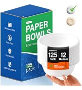 125 Pack 12 Oz Disposable Paper Bowls,Heavy-Duty Compostable Bowls for Soup,Pasta, Salad, Cereal ...