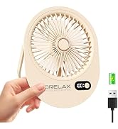 USB Desk Fan, Rechargeable Small Quiet Portable Fan, 180° Folding 6 Speeds Strong Wind Table Fans...