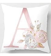 Eanpet Throw Pillow Covers Alphabet Decorative Pillow Cases ABC Letter Flowers Cushion Covers 18 ...