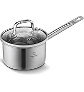 WAGENSTEIGER 3.35 Quarts 3-Ply Stainless Steel Saucepan with Aluminum Core, Tempered Glass Lid, C...