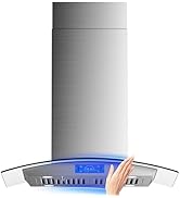 FIREGAS Island Range Hood 30 inch 700 CFM with Chimney, Ceiling Mount Kitchen Vent Hood with Temp...