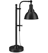 VONLUCE Rustic Desk Lamp Black Adjustable, Industrial Style Metal Task Lamps 25"-29", Vintage Wor...