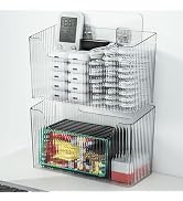 MAKIOTEKO 2 Pack Storage Organizer Bins, Adhesive Cabinet Containers Wall Mount Organizer Clear M...