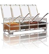 Clear Seasoning Box,V-Resourcing 4 Pieces Clear Seasoning Storage Container for Spice Salt Sugar ...