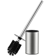FORIOUS Toilet Brush and Holder Set, Heavy Duty 304 Stainless Steel Base & Handle Toilet Bowl Cle...