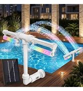 Tomshine Solar Pool Fountain with Lights, 42 RGB Lighting Effects & 20 LEDs, 360° Rotating Dual S...