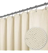 LiBa Waffle Weave Fabric Cream Shower Curtain, 72” W x 72” H Water Repellent & Heavyweight, Hotel...