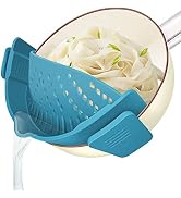 YEVIOR Clip on Strainer for Pots Pan Pasta Strainer, Silicone Food Strainer Hands-Free Pan Strain...
