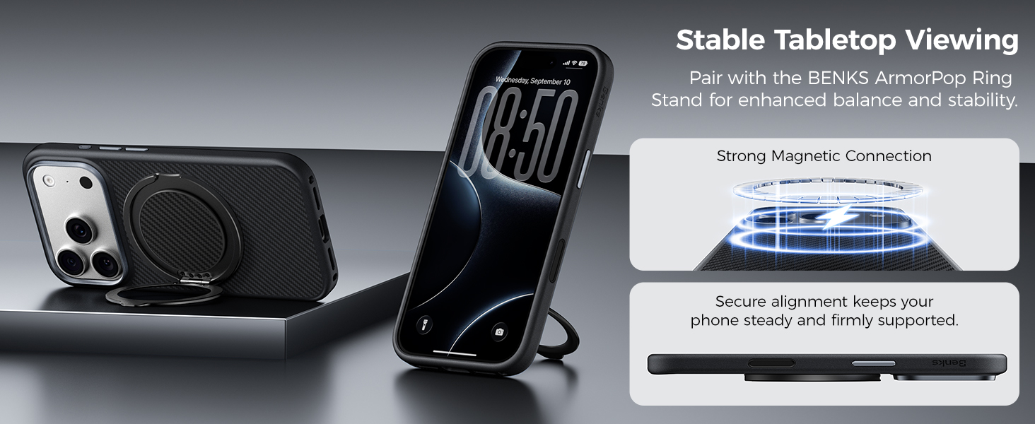 iPhone 18 pro case with ArmorPop Ring Stand