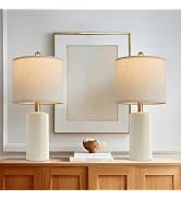 G-SAFAVA 20.25'' Ceramic Table Lamps Set of 2 Small Farmhouse Bedside lamp Creamy White Modern Ni...