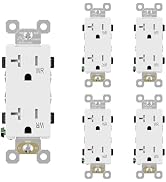ELEGRP Glossy White Decorator Wall Receptacle Outlets, TR Tamper Resistant & WR Weather Resistant...