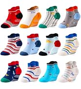 HYCLES Toddler Grip Socks, Boys Girls Non-Slip Cartoon Ankle Socks for Kids 1-7T