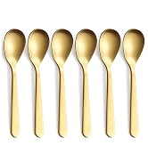 FULLYWARE Matte Gold Demitasse Espresso Spoons, Stainless Steel Satin Finish Coffee Spoons, Mini ...
