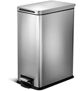 Home Zone Living 8 Gallon Slim Kitchen Trash Can with Soft Close Lid, Step Pedal, Bag Tuck Band, ...