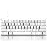 60 Percent Mechanical Gaming Keyboard, White Gaming Keyboard with Red Switches, Detachable Type-C...