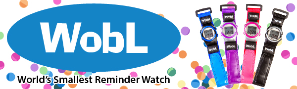 WobL watch, reminder watch, potty training watch, toilet training, vibrating alarm watch