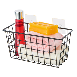 Hanging Bathroom Basket Traceless Stick Basket on Cabinet Door Wall Organizer no Drilling