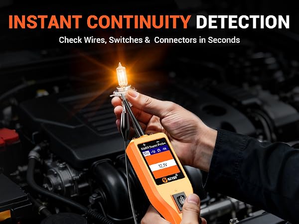 Automotive continuity checker used to verify wire, switch and connector circuits during quick tests
