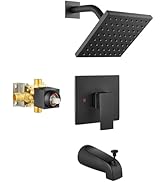 Heyalan Bathtub Shower Faucet Set,6 Inch Square Shower Trim Kit Single Handle Shower System,Showe...