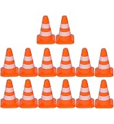 14 Pcs Miniature Road Cone Orange Mini Traffic Cones Plastic Sign Road Cone Toy Roadblock Cone Si...