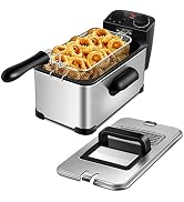 ARLIME Deep Fryer with Basket, 3.2 Qt/3L Electric Fryer with Adjustable Temperature & Timer, Remo...