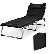 Tangkula 4-Position Folding Chaise Lounge Chair, Tri-Fold Portable Chaise Lounge Chair with Mattr...