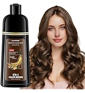 Plantkonw Brown Hair Dye Shampoo, 6 In 1 Semi Permanent Hair Color Shampoo for Gray Coverage, Nat...
