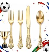 Joyido 40PCS Gold Plastic Silverware - Heavy Duty Elegant Disposable Utensils - Gold Plastic Cutl...