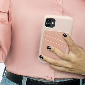 Leather Phone Card Holder pink