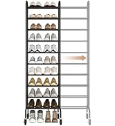 STORAGE MANIAC 10-Tier Expandable Shoe Rack, 44 Pairs Tall Vertical Shoe Rack, Heavy-Duty Metal A...