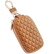 IHOTDER Stylish Car Key Case with Keychain and Zipper - Genuine Leather Car Key Case Holder for R...