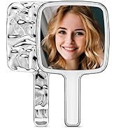 MIRRORNOVA Handheld Mirror, Water Ripples Hand Mirror with Handle for Make up, Square, Silver, Sm...