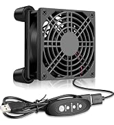 GDSTIME Quiet 80mm USB Router Cooler Fan with Speed Controller, DC 5V Brushless Computer Case Fan...