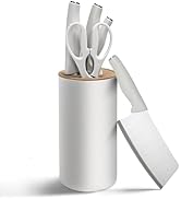 Small Knife Block Set, Modern Kitchen Knife Scissors with Universal Round Holder, Home Apartment ...