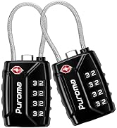 Puroma 2 Pack TSA Approved Luggage Locks, 4 Digit Combination Travel Locks Resettable Code Lock w...