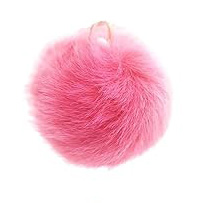 dark red pink fur ball keyring