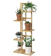 Laiensia Bamboo 5 Tier 6 Potted Plant Stand Rack Multiple Flower Pot Holder Shelf, Indoor&Outdoor...