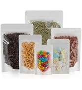 FireKylin 100 PCS Stand Up Pouches,3.5"x5.5" Kraft Bags With Window Clear Fornt Pouches Resealabl...