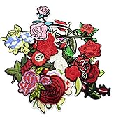 U-Sky Bulk 19pcs Embroidered Iron on Flower Rose Patches Assorted 19pcs Clothing Patches for Jean...